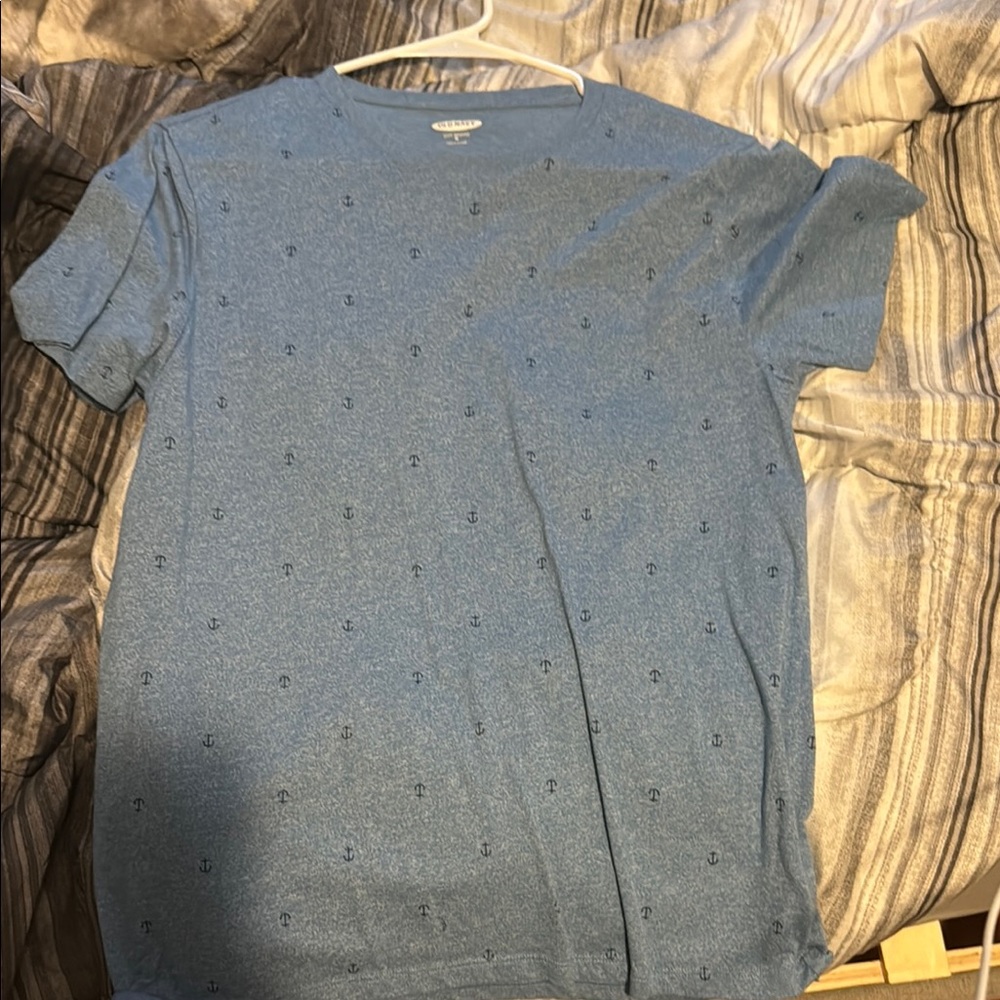 Blue Anchor Print Men's Shirt